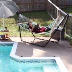 Sunnydaze Decor Sunnydaze Two-Person Quilted Fabric Hammock With Spreader Bars - 450 Lb Weight Capacity -Sunnydaze Decor GUEST 7a72be62 ad82 43a9 ac32 7e2912e415a3