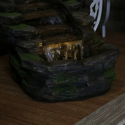 Sunnydaze Decor Sunnydaze 14"H Electric Polyresin Shale Falls Outdoor Water Fountain With LED Lights 4 Sunnydaze Decor Sunnydaze 14"H Electric Polyresin Shale Falls Outdoor Water Fountain With LED Lights - Image 4