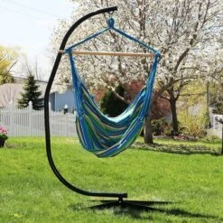 Sunnydaze Decor Sunnydaze Jumbo Extra Large Hanging Rope Hammock Chair Swing For Backyard And Patio - 330 Lb Capacity - Ocean Breeze