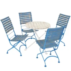 Sunnydaze Decor Sunnydaze Indoor/Outdoor Shabby Chic Cafe Chestnut Wood Folding Bistro Table And Chairs - 5pc -Sunnydaze Decor GUEST 7ea05fdc 165b 4452 864f b54f8b2e4aaf