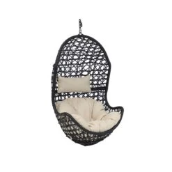Sunnydaze Decor Sunnydaze Outdoor Resin Wicker Patio Cordelia Hanging Basket Egg Chair Swing With Cushion And Headrest - 2pc -Sunnydaze Decor GUEST 7f239976 ce51 47be a3ac ce87dadf541e