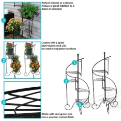 Sunnydaze Decor Sunnydaze Indoor/Outdoor Iron Metal 4-Tiered Potted Flower Plant Stand With Spiral Staircase Design - 56" - Black - 2pk 13 Sunnydaze Decor Sunnydaze Indoor/Outdoor Iron Metal 4-Tiered Potted Flower Plant Stand With Spiral Staircase Design - 56" - Black - 2pk -Sunnydaze Decor GUEST 80ba7553 72aa 4b3b 828c 95b96cdb90e2
