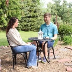 Sunnydaze Decor Sunnydaze Floral Design Cast Aluminum Outdoor Patio Bistro Set, Black, 3pc 13 Sunnydaze Decor Sunnydaze Floral Design Cast Aluminum Outdoor Patio Bistro Set, Black, 3pc -Sunnydaze Decor GUEST 81bf05de 0734 4451 9ffc 60233e28581e