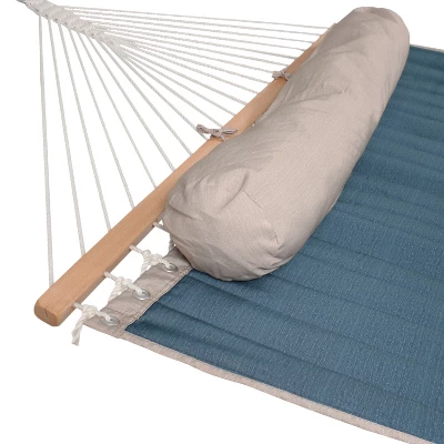 Sunnydaze Decor Sunnydaze Heavy-Duty 2-Person Quilted Designs Fabric Hammock With Spreader Bars And Detachable Pillow - 440 Lb Weight Capacity 2 Sunnydaze Decor Sunnydaze Heavy-Duty 2-Person Quilted Designs Fabric Hammock With Spreader Bars And Detachable Pillow - 440 Lb Weight Capacity - Image 2