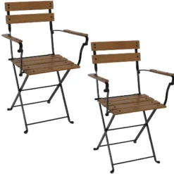 Sunnydaze Decor Sunnydaze Indoor/Outdoor Patio Or Dining Basic Chestnut Wooden Folding Bistro Arm Chair - Brown 15 Sunnydaze Decor Sunnydaze Indoor/Outdoor Patio Or Dining Basic Chestnut Wooden Folding Bistro Arm Chair - Brown -Sunnydaze Decor GUEST 82f0d845 dd51 4e94 aa02 567128a152ba