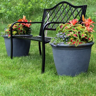 Sunnydaze Decor Sunnydaze Indoor/Outdoor Patio, Garden, Or Porch Weather-Resistant Double-Walled Anjelica Flower Pot Planter - 20" - Sable Finish 1 Sunnydaze Decor Sunnydaze Indoor/Outdoor Patio, Garden, Or Porch Weather-Resistant Double-Walled Anjelica Flower Pot Planter - 20" - Sable Finish