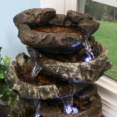 Sunnydaze Decor Sunnydaze Indoor Decorative Calming 5-Step Rock Falls Waterfall Tabletop Water Fountain With LED Lights - 14" 5 Sunnydaze Decor Sunnydaze Indoor Decorative Calming 5-Step Rock Falls Waterfall Tabletop Water Fountain With LED Lights - 14" - Image 5