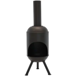 Sunnydaze Decor Sunnydaze Outdoor Backyard Patio Modern Steel Wood-Burning Fire Pit Chiminea With Wood Grate - 5' - Black -Sunnydaze Decor GUEST 84306be0 b31a 41cd a61c 20b9f66d2656