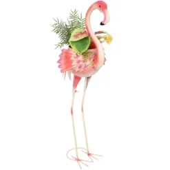 Sunnydaze Decor Sunnydaze Metal Pink Flamingo Outdoor Garden Statue With Flowerpot - 36" -Sunnydaze Decor GUEST 84bfc588 0577 43f5 8e75 98317fa985dd