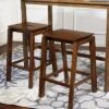 Sunnydaze Decor Sunnydaze Set Of 2 Indoor Wooden Backless Counter-Height Stools - Dark Walnut - 25"