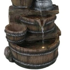 Sunnydaze Decor Sunnydaze 23"H Electric Polyresin Cozy Farmhouse Pump And Tiered Barrels Outdoor Water Fountain With LED Lights -Sunnydaze Decor GUEST 85203bb6 ac31 45ab 8af0 a55619cdd14e