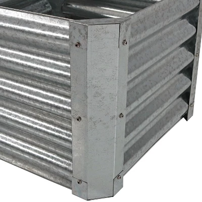 Sunnydaze Decor Sunnydaze Outdoor Lawn And Garden Galvanized Steel Square Raised Vegetable Garden Or Flower Bed Planter Kit - 22" - Silver 2 Sunnydaze Decor Sunnydaze Outdoor Lawn And Garden Galvanized Steel Square Raised Vegetable Garden Or Flower Bed Planter Kit - 22" - Silver - Image 2
