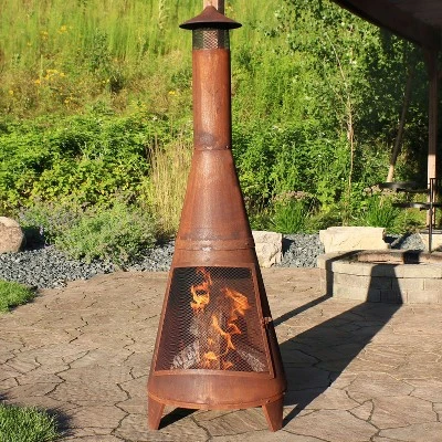 Sunnydaze Decor Sunnydaze Outdoor Backyard Large Freestanding Oxidized Steel Wood-Burning Fire Pit Chiminea - 70" - Rust Finish 1 Sunnydaze Decor Sunnydaze Outdoor Backyard Large Freestanding Oxidized Steel Wood-Burning Fire Pit Chiminea - 70" - Rust Finish