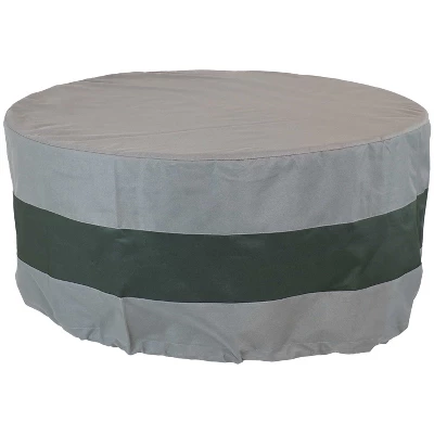 Sunnydaze Decor Sunnydaze Outdoor Heavy-Duty Weather-Resistant 300D Polyester Round 2-Tone Fire Pit Cover - Gray And Green 5 Sunnydaze Decor Sunnydaze Outdoor Heavy-Duty Weather-Resistant 300D Polyester Round 2-Tone Fire Pit Cover - Gray And Green - Image 5