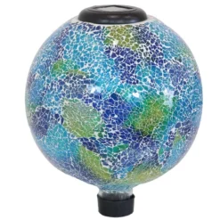Sunnydaze Decor Sunnydaze Crackled Glass Azul Terra Design Indoor/Outdoor Garden Gazing Globe With LED Solar Light - 10" Diameter - Blue And Green -Sunnydaze Decor GUEST 88f2cafc 1695 4963 b612 e23eae02b460