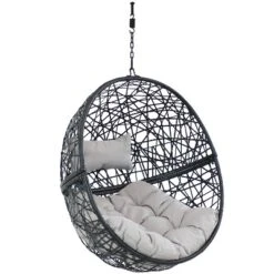 Sunnydaze Decor Sunnydaze Outdoor Resin Wicker Patio Jackson Hanging Basket Egg Chair Swing With Cushions And Headrest - 2pc -Sunnydaze Decor GUEST 88fc52f3 399c 4c22 b249 ff9636ec6897
