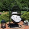 Sunnydaze Decor Sunnydaze Durable Indoor/Outdoor Powder-Coated Steel Egg Chair Stand With Extra-Wide Round Base - 76" H - Black