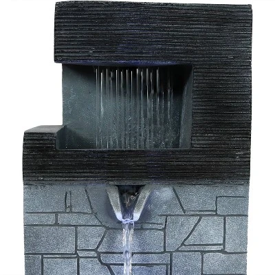 Sunnydaze Decor Sunnydaze Indoor Home Office Polyresin Modern Tiered Brick Wall Tabletop Water Fountain With LED Light - 13" 3 Sunnydaze Decor Sunnydaze Indoor Home Office Polyresin Modern Tiered Brick Wall Tabletop Water Fountain With LED Light - 13" - Image 3