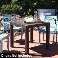 Sunnydaze Decor Sunnydaze Indoor/Outdoor Square Rattan Style Plastic Patio Dining Table - 31.5" - Brown -Sunnydaze Decor GUEST 8b105400 6b76 4071 a1fa 36320c13c445