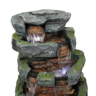 Sunnydaze Decor Sunnydaze 24"H Electric Polyresin And Fiberglass Tiered Stone Waterfall Outdoor Water Fountain With LED Lights 3 Sunnydaze Decor Sunnydaze 24"H Electric Polyresin And Fiberglass Tiered Stone Waterfall Outdoor Water Fountain With LED Lights - Image 3