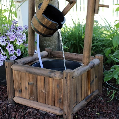 Sunnydaze Decor Sunnydaze 46"H Fir Wood Rustic Wishing Well Outdoor Water Fountain 5 Sunnydaze Decor Sunnydaze 46"H Fir Wood Rustic Wishing Well Outdoor Water Fountain - Image 5