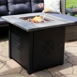 Sunnydaze Decor Sunnydaze Outdoor Smokeless Patio Propane Gas Fire Pit Table With Lava Rocks - 30" Square