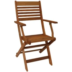Sunnydaze Decor Sunnydaze Meranti Wood With Teak Oil Finish Wooden Folding Patio Lawn Slatted Arm Chairs Set - Brown - 2pk -Sunnydaze Decor GUEST 91205147 2c6f 4aaa 92f6 3e198ee52277