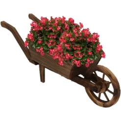 Sunnydaze Decor Sunnydaze Wooden Decorative Wheelbarrow Planter For Patio, Lawn And Garden - 35" L X 10" W X 11" - Brown 9 Sunnydaze Decor Sunnydaze Wooden Decorative Wheelbarrow Planter For Patio, Lawn And Garden - 35" L X 10" W X 11" - Brown -Sunnydaze Decor GUEST 917935f8 cdd8 49f2 a0dc 4888e6d0afcd
