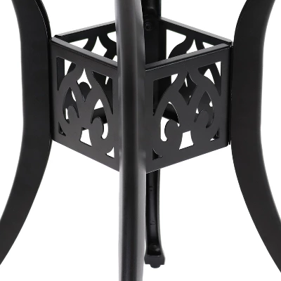 Sunnydaze Decor Sunnydaze 30.75" Round Sigonella Cast Aluminum Outdoor Patio Table, Black 4 Sunnydaze Decor Sunnydaze 30.75" Round Sigonella Cast Aluminum Outdoor Patio Table, Black - Image 4