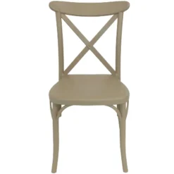 Sunnydaze Decor Sunnydaze Crossback Design Plastic All-Weather Commercial-Grade Bellemead Indoor/Outdoor Patio Dining Chair, Tan, 2pk -Sunnydaze Decor GUEST 93288c58 d1f1 449f 8444 38b743115f05