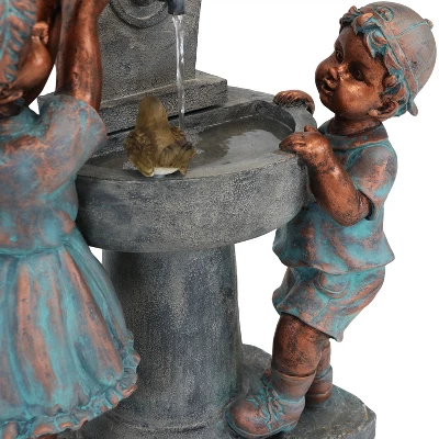 Sunnydaze Decor Sunnydaze 30"H Electric Polyresin Boy And Girl At Bird Bath Outdoor Water Fountain 3 Sunnydaze Decor Sunnydaze 30"H Electric Polyresin Boy And Girl At Bird Bath Outdoor Water Fountain - Image 3