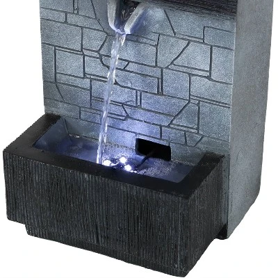Sunnydaze Decor Sunnydaze Indoor Home Office Polyresin Modern Tiered Brick Wall Tabletop Water Fountain With LED Light - 13" 4 Sunnydaze Decor Sunnydaze Indoor Home Office Polyresin Modern Tiered Brick Wall Tabletop Water Fountain With LED Light - 13" - Image 4