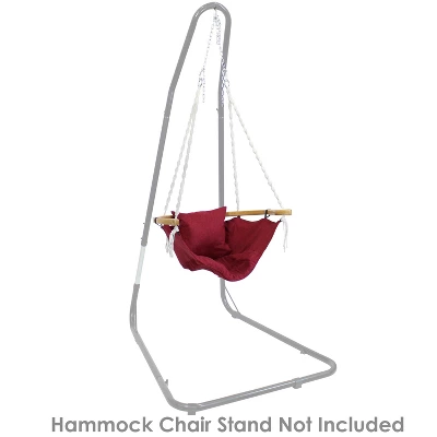 Sunnydaze Decor Sunnydaze Audrey Olefin Fabric Outdoor Hammock Chair Swing With Bamboo Wood Armrest And Cushion - 260 Lb Weight Capacity - Red 5 Sunnydaze Decor Sunnydaze Audrey Olefin Fabric Outdoor Hammock Chair Swing With Bamboo Wood Armrest And Cushion - 260 Lb Weight Capacity - Red - Image 5