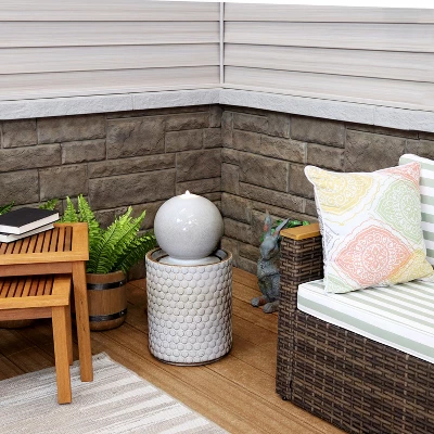 Sunnydaze Decor Sunnydaze Modern Orb On Circle-Pattern Base Ceramic Outdoor Fountain With LED Lights, Gray 6 Sunnydaze Decor Sunnydaze Modern Orb On Circle-Pattern Base Ceramic Outdoor Fountain With LED Lights, Gray - Image 6
