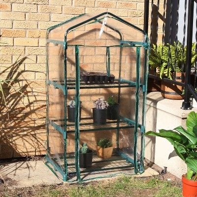 Sunnydaze Decor Sunnydaze Outdoor Portable Growing Rack 3-Tier Greenhouse With Roll-Up Door - 3 Shelves - Clear 6 Sunnydaze Decor Sunnydaze Outdoor Portable Growing Rack 3-Tier Greenhouse With Roll-Up Door - 3 Shelves - Clear - Image 6