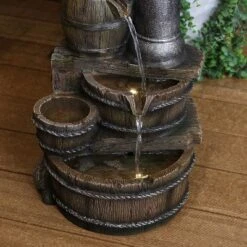 Sunnydaze Decor Sunnydaze 23"H Electric Polyresin Cozy Farmhouse Pump And Tiered Barrels Outdoor Water Fountain With LED Lights -Sunnydaze Decor GUEST 9953a8ab 94fc 451c bb70 3814e99114b5