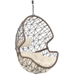 Sunnydaze Decor Sunnydaze Outdoor Resin Wicker Patio Danielle Hanging Basket Egg Chair Swing With Cushion And Headrest - 2pc -Sunnydaze Decor GUEST 99cae45d 1381 49fe 9ac0 e2b648ed9820