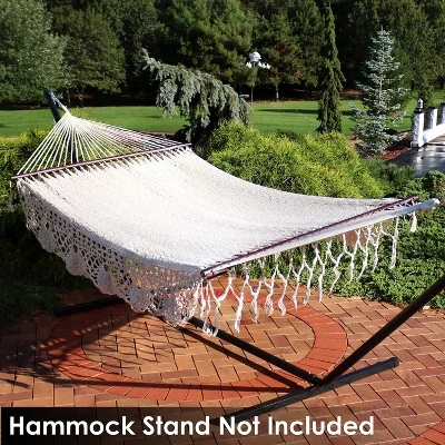 Sunnydaze Decor Sunnydaze Heavy-Duty Deluxe Hand-Woven Cotton American-Style Mayan Hammock With Spreader Bars - 770 Lb Weight Capacity 1 Sunnydaze Decor Sunnydaze Heavy-Duty Deluxe Hand-Woven Cotton American-Style Mayan Hammock With Spreader Bars - 770 Lb Weight Capacity