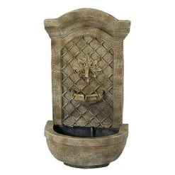 Sunnydaze Decor Sunnydaze 31"H Solar-Powered With Battery Pack Polystone Rosette Leaf Outdoor Wall-Mount Fountain -Sunnydaze Decor GUEST 9bf84622 421c 47d1 b5d8 ae9764437de5