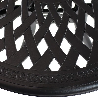 Sunnydaze Decor Sunnydaze 30.75" Round Sigonella Cast Aluminum Outdoor Patio Table, Black 3 Sunnydaze Decor Sunnydaze 30.75" Round Sigonella Cast Aluminum Outdoor Patio Table, Black - Image 3