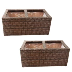 Sunnydaze Decor Sunnydaze 2-Section Rectangle Polyrattan Indoor Planters - 21.5" W X 11.5" D X 9.25" H - 2-Pack -Sunnydaze Decor GUEST 9efb1169 412d 42ba 88e3 a053057fcbde