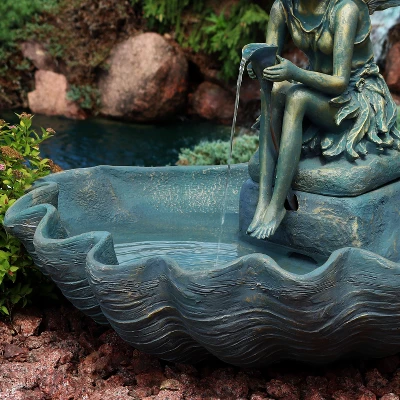 Sunnydaze Decor Sunnydaze 30"H Electric Fiberglass Fairy Shell Outdoor Water Fountain 5 Sunnydaze Decor Sunnydaze 30"H Electric Fiberglass Fairy Shell Outdoor Water Fountain - Image 5