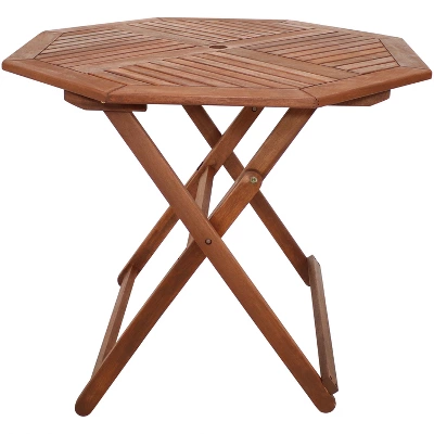 Sunnydaze Decor Sunnydaze Outdoor Meranti Wood Folding Octagon Patio Dining Table - 35" - Brown 5 Sunnydaze Decor Sunnydaze Outdoor Meranti Wood Folding Octagon Patio Dining Table - 35" - Brown - Image 5