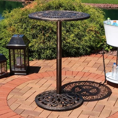 Sunnydaze Decor Sunnydaze 40"H Cast Iron Base And Cast Aluminum Tabletop Round Bar-Height Table 1 Sunnydaze Decor Sunnydaze 40"H Cast Iron Base And Cast Aluminum Tabletop Round Bar-Height Table