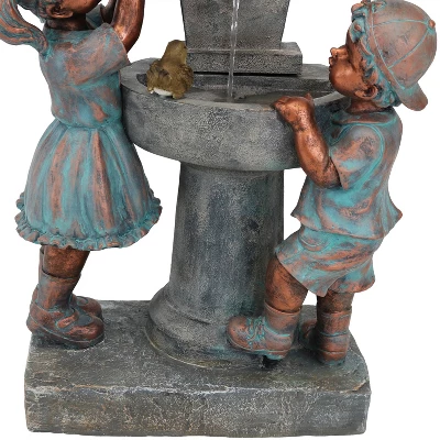 Sunnydaze Decor Sunnydaze 30"H Electric Polyresin Boy And Girl At Bird Bath Outdoor Water Fountain 4 Sunnydaze Decor Sunnydaze 30"H Electric Polyresin Boy And Girl At Bird Bath Outdoor Water Fountain - Image 4