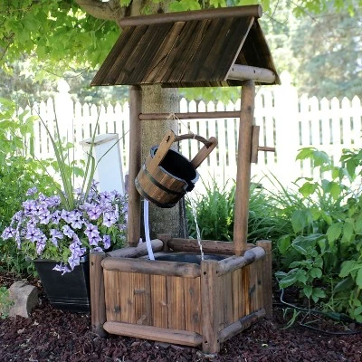 Sunnydaze Decor Sunnydaze 46"H Fir Wood Rustic Wishing Well Outdoor Water Fountain 1 Sunnydaze Decor Sunnydaze 46"H Fir Wood Rustic Wishing Well Outdoor Water Fountain