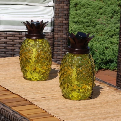 Sunnydaze Decor Sunnydaze Outdoor Adjustable Height 3-in-1 Glass Tropical Pineapple Torches With Connected Snuffs And Metal Poles - 2pk 1 Sunnydaze Decor Sunnydaze Outdoor Adjustable Height 3-in-1 Glass Tropical Pineapple Torches With Connected Snuffs And Metal Poles - 2pk