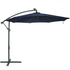 Sunnydaze Decor Sunnydaze Outdoor Cantilever Offset Patio With Solar LED Lights, Crank, And Cross Base - 10' -Sunnydaze Decor GUEST a265b7d9 c8c3 414b ab4e 2fa1466c22df