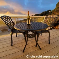 Sunnydaze Decor Sunnydaze Round Lattice Design Cast Aluminum Outdoor Patio Table With Umbrella Hole, Black -Sunnydaze Decor GUEST a27ecd8d 2c08 43dc a9e8 122d03cea567