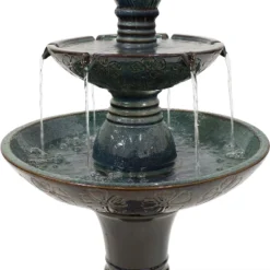 Sunnydaze Decor Sunnydaze 38"H Electric Ceramic 2-Tier Outdoor Water Feature With LED Lights, Green 10 Sunnydaze Decor Sunnydaze 38"H Electric Ceramic 2-Tier Outdoor Water Feature With LED Lights, Green -Sunnydaze Decor GUEST a46ebcd7 07ab 477a 9a00 34112426614c